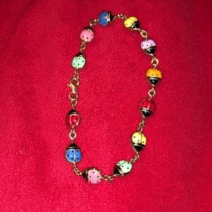 10k Enamel Ladybug designer bracelet